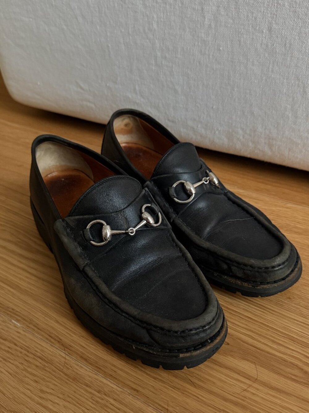 Black Gucci Leather Loafers